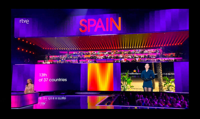 Un look del alumnus del IED Barcelona Javier Girón (JNORIG) diseñado con Clod3D en Eurovisión Soraya Arnelas