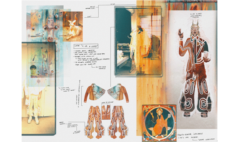 Sketchbook de la colección X EN UNA CRUZ de Nio Roca, estudiante de Diseño de Moda del IED Barcelona