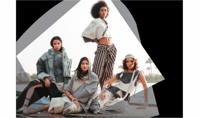 4 modelos femeninas con colección Bride of the Nile, de la estudiante de diseño de moda del IED Barcelona Jana Elyamani