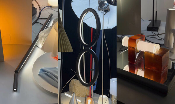 Collage con tres lámparas diseñadas por estudiantes del IED Barcelona exhibidas en la Milano Design Week